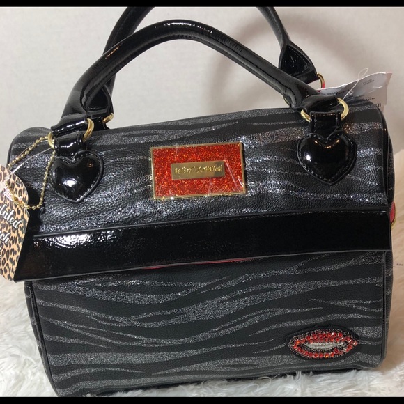 Betsey Johnson Lunch Tote zebra stripe valentine - Picture 2 of 8